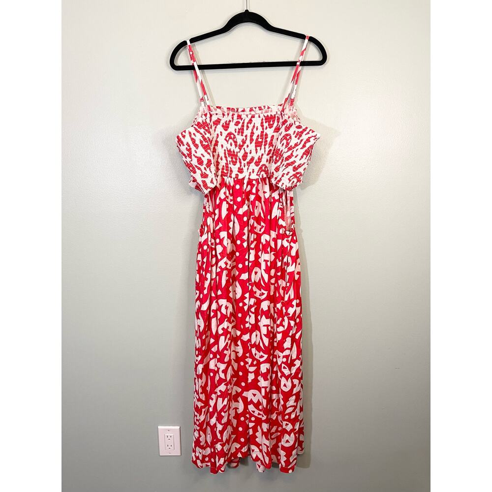 The Odells Tallara Dress 3X Red Tomato Cut Out Resortwear Feminine Vacation NWT - Picture 3 of 12